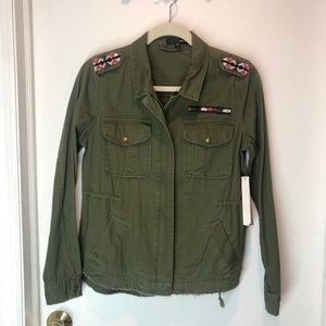 AQUA Green Army Jacket with Beading